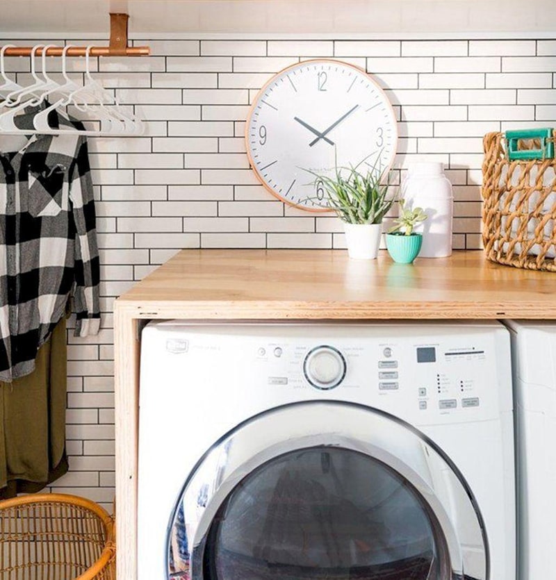 15 Best Laundry Room Wall Decor Ideas That Will Inspire You 17 Laundry wall clock