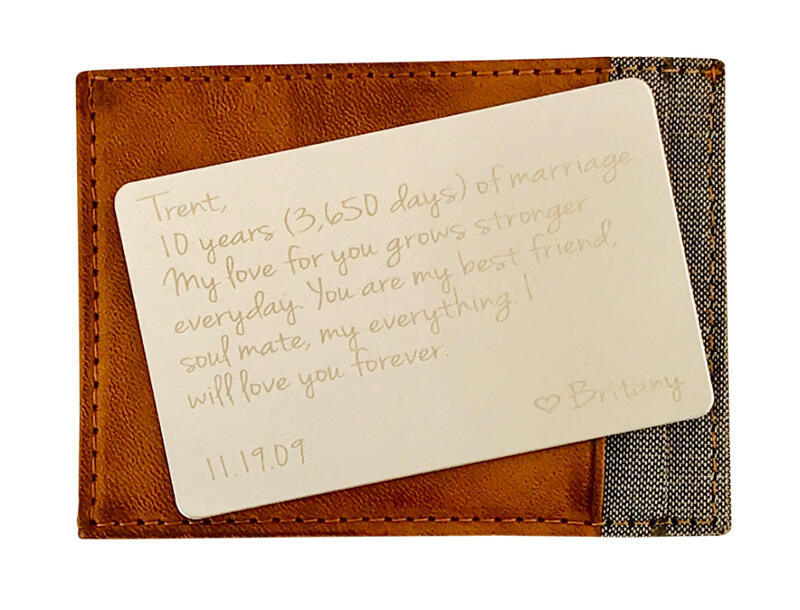 The 22 Best 10th Wedding Anniversary Gift Ideas Your Other Half Will Love 5 tin wallet card