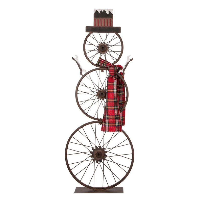 Top 20 Christmas Wall Decor Ideas To Make Your Home Festive 15 bike wheel snowman
