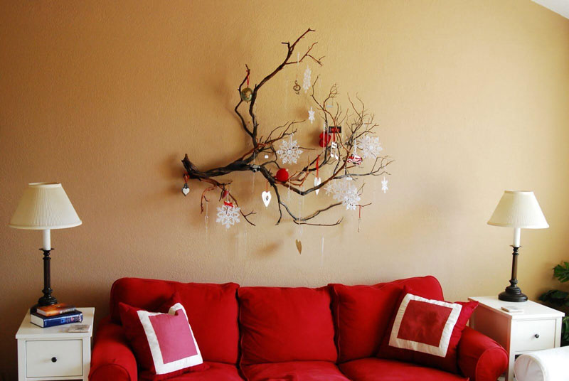 Top 20 Christmas Wall Decor Ideas To Make Your Home Festive 20 Old Tree Branch Decorative Wall Hanging