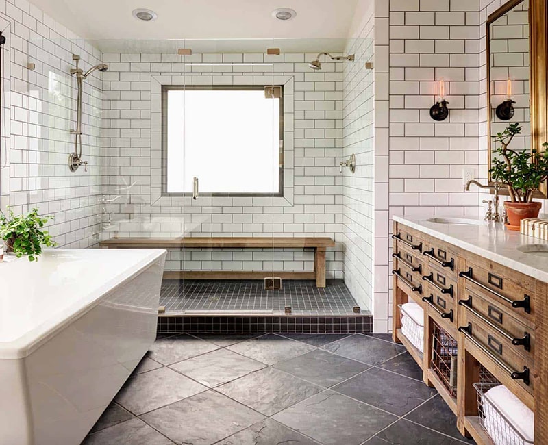 20+ Modern Farmhouse Bathroom Design Inspirations For 2021 14 modern farmhouse bathroom