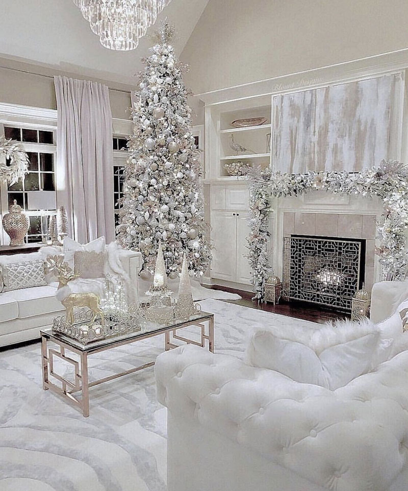 21 Festive And Trendy Christmas Living Room Decor Ideas 7 White Christmas living room