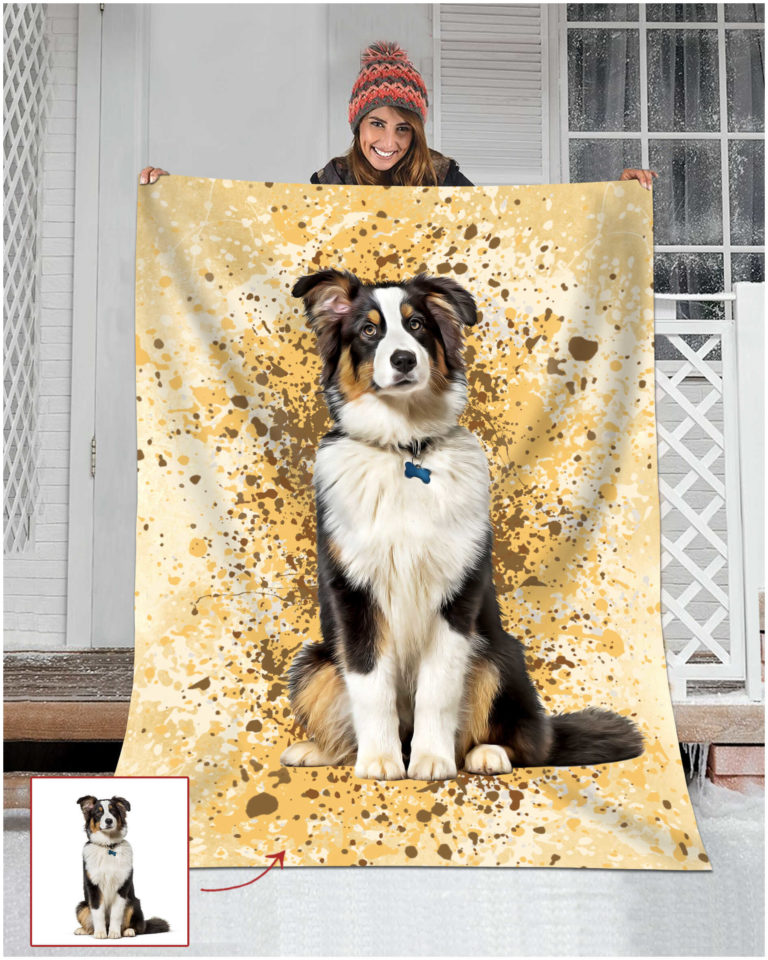 Paris Dog Pattern Print Blanket main image 1
