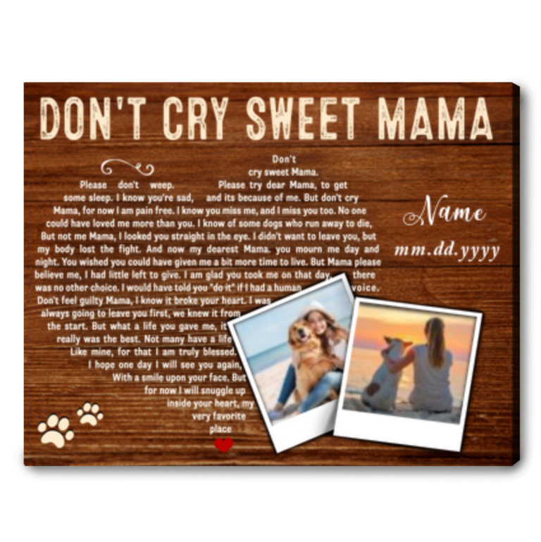 Custom Sympathy Loss Of Pet Gift Pet Memorial Photo Canvas Print ...