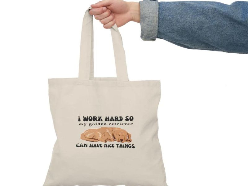 "I Work Hard" Tote Gifts For Golden retriever owners