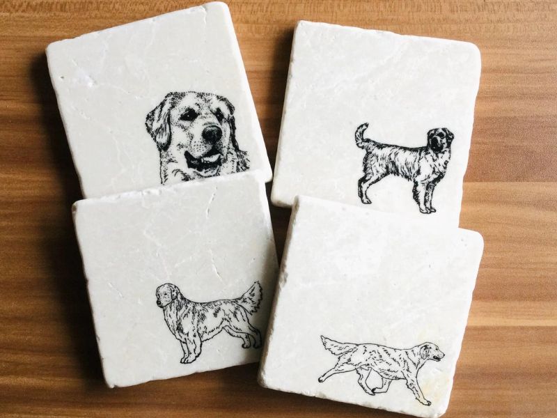 Golden retriever gifts - Handmade Golden Retriever Coasters 