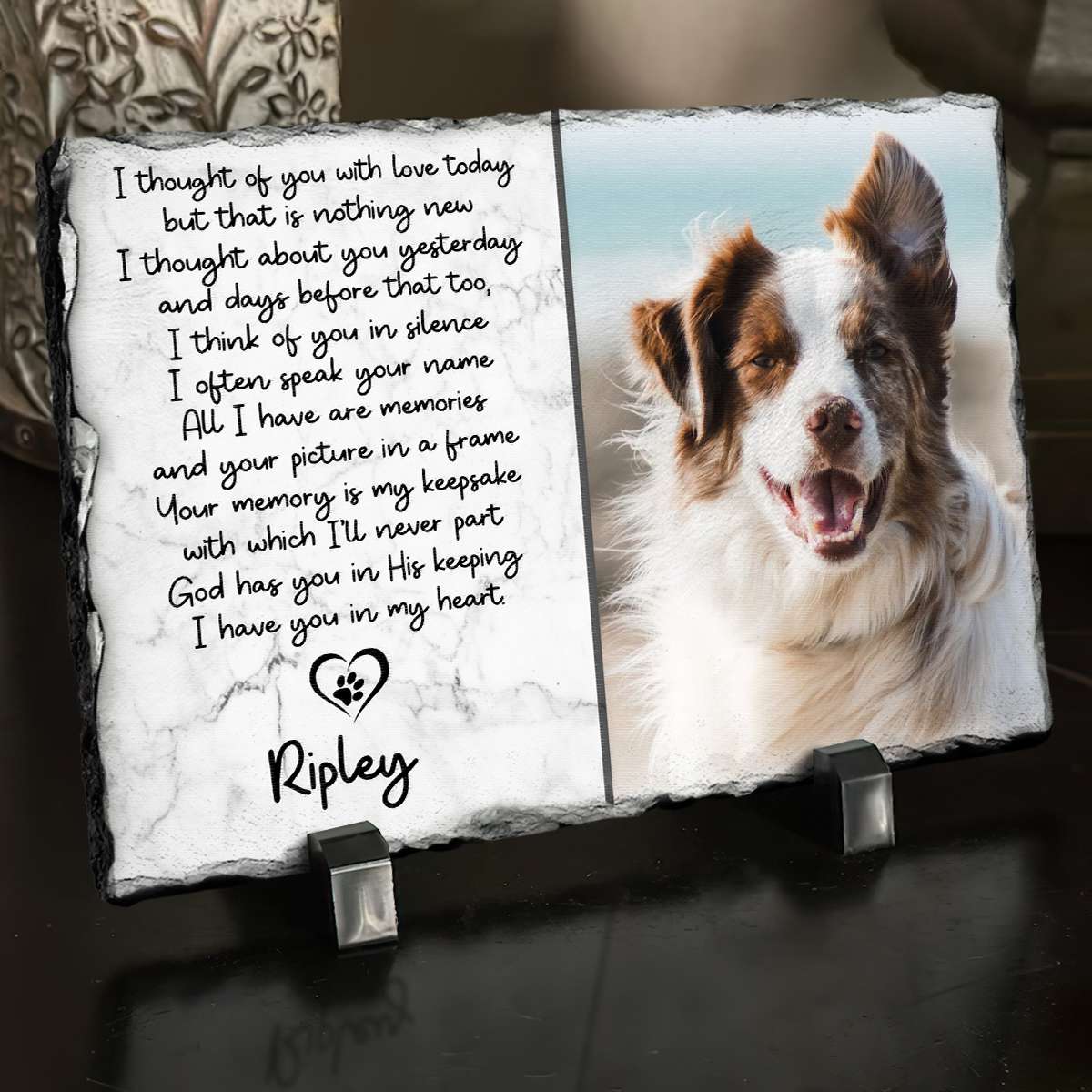 In Loving Memory Dog Gift Personalized Memorial Photo Slate