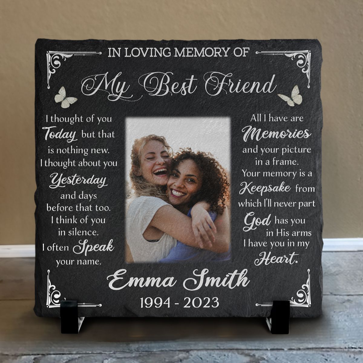 Sympathy Gift For Best Friend In Heaven Custom Loss Of Best Friend Slate  Stone - Canvas Personalized, image size:1200x1200