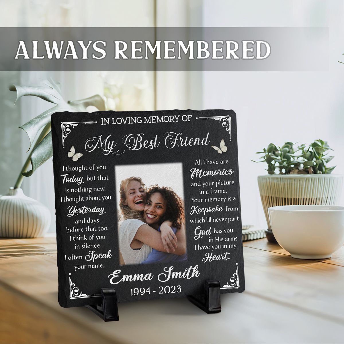 Sympathy Gift For Best Friend In Heaven Custom Loss Of Best Friend Slate  Stone - Canvas Personalized, image size:1200x1200