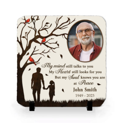 Personalized Memorial Stone - Laser Engraved Slate For Garden Remembrance (7.4" Square)