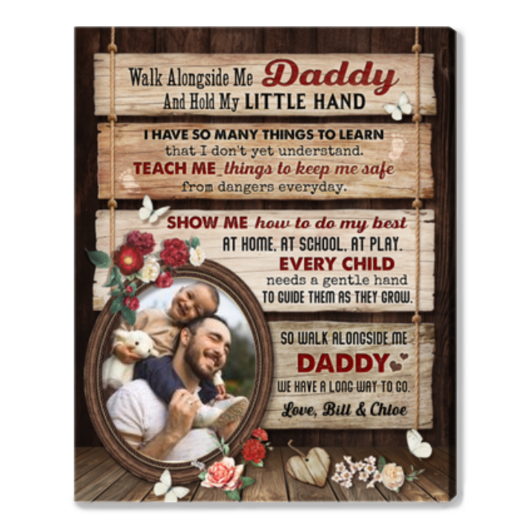 Walk Alongside Me Daddy Custom Father's Day Canvas Print Wall Art ...