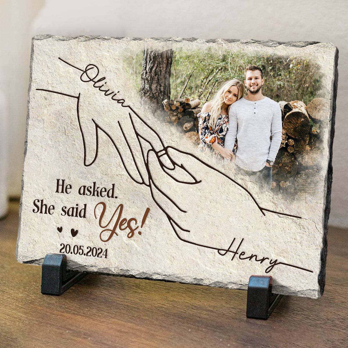 She Said Yes Engagement Ring Anniversary Gift For Couple Photo