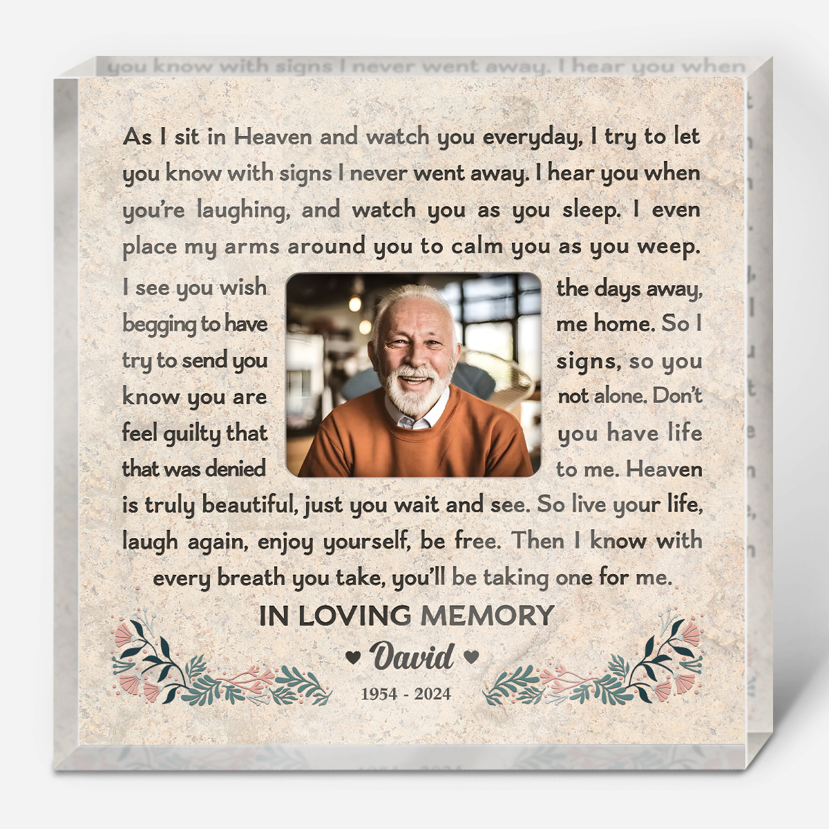 Personalized Memorial Photo Acrylic Plaque - Memorial Gift Idea - I Know Heaven Is A Beautiful Place main image 1