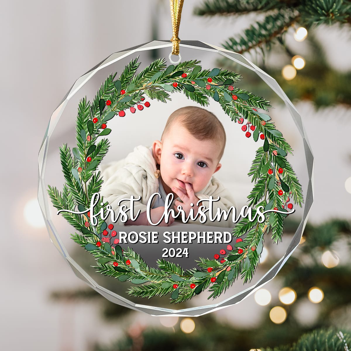Baby's First Christmas - Personalized Christmas Glass Ornament For