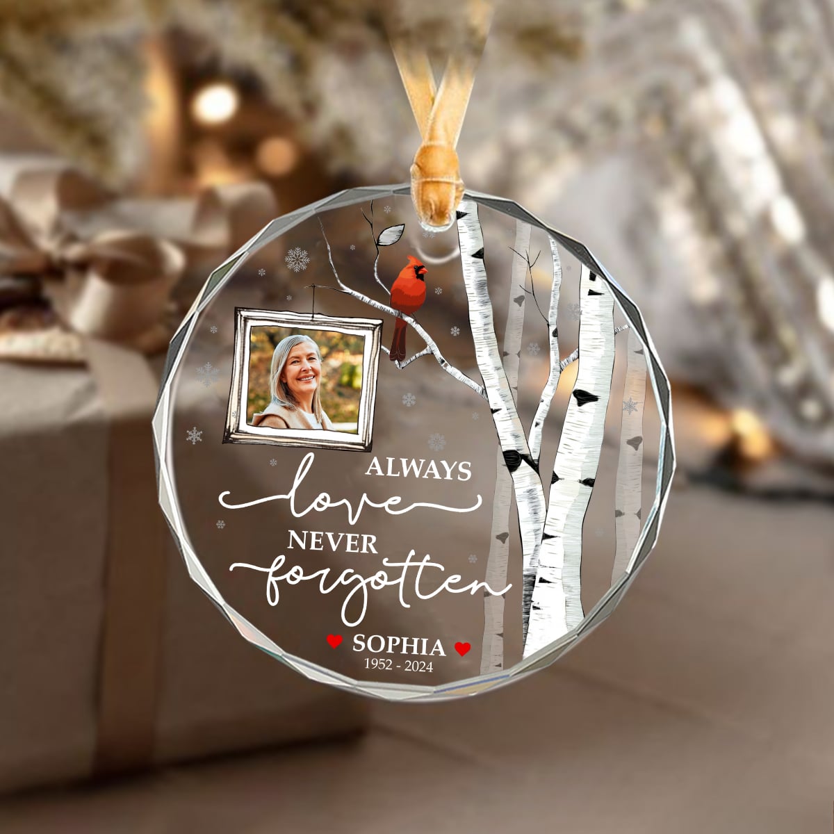 Memoral Teardrop Engraved Glass Ornament, Memoral Gfts, Personalzed