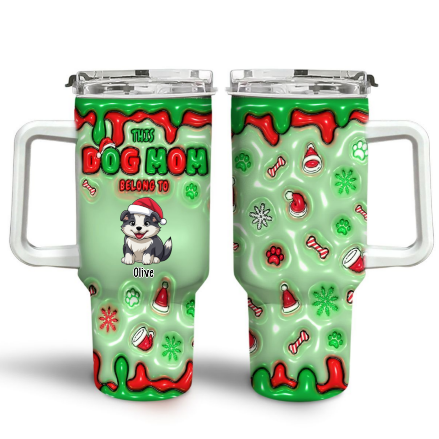 Custom Christmas Dog Mom Tumbler Personalized With Your Pups