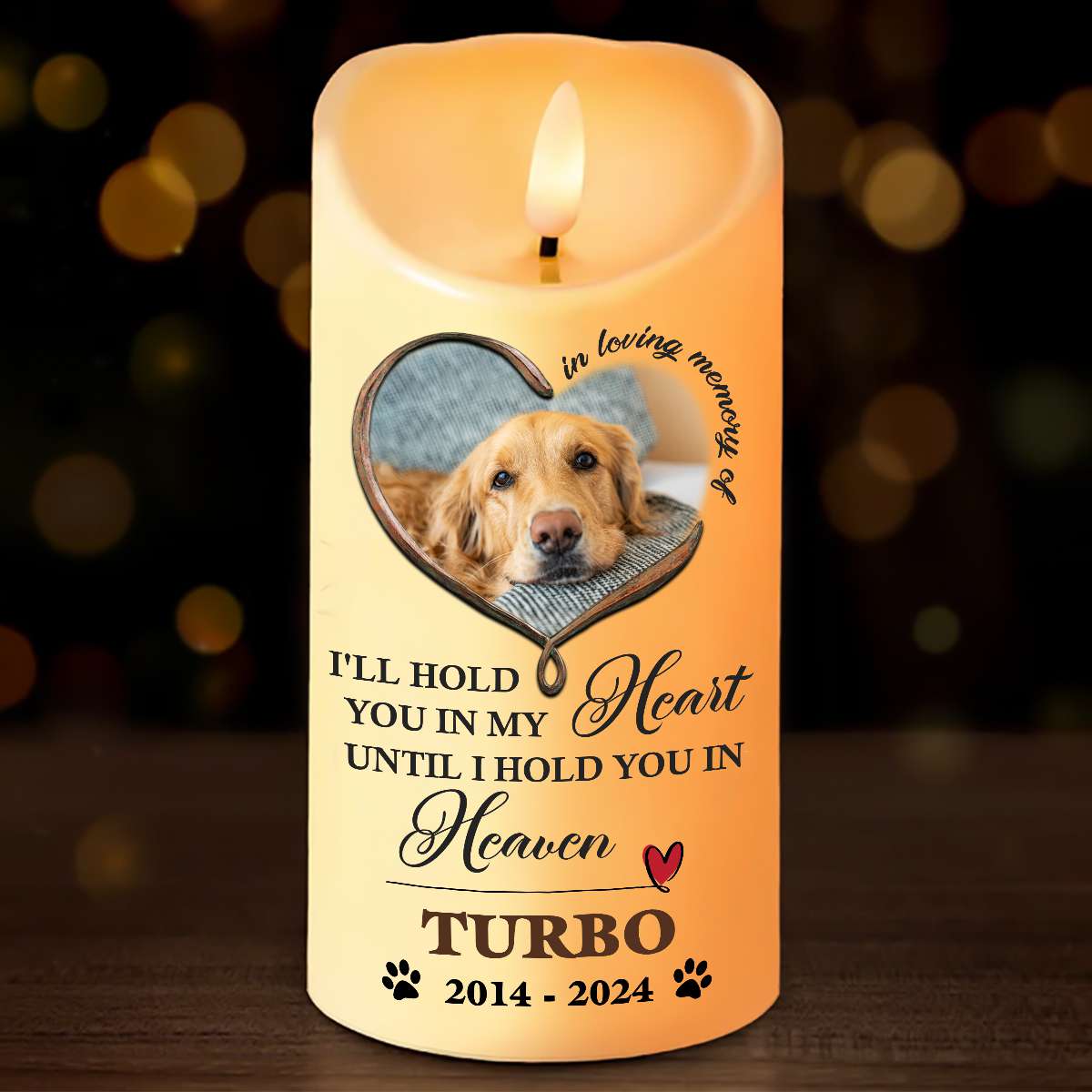 Meaningful Dog Memorial Gifts Custom Photo Personalized LED Candle