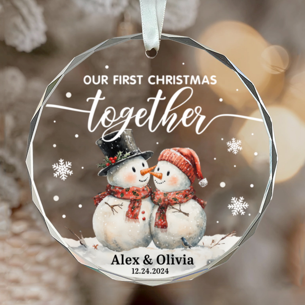 thumbnail image 2 of First Christmas Together Ornament • Clear Acrylic Ornament • Newlywed 2 of 14