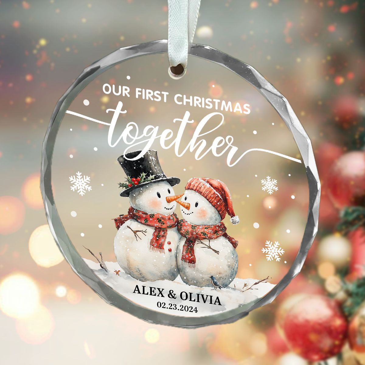 Personalised 'First Christmas Together' Metal Bauble - Gift For Couples, 8cm, Keepsake