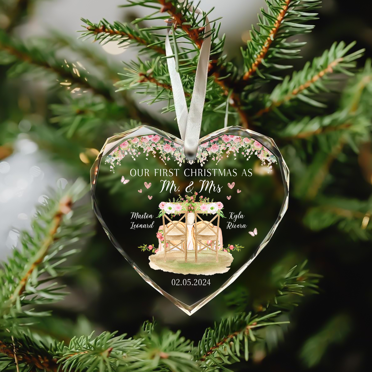 First Christmas As As Heart Glass Personalized