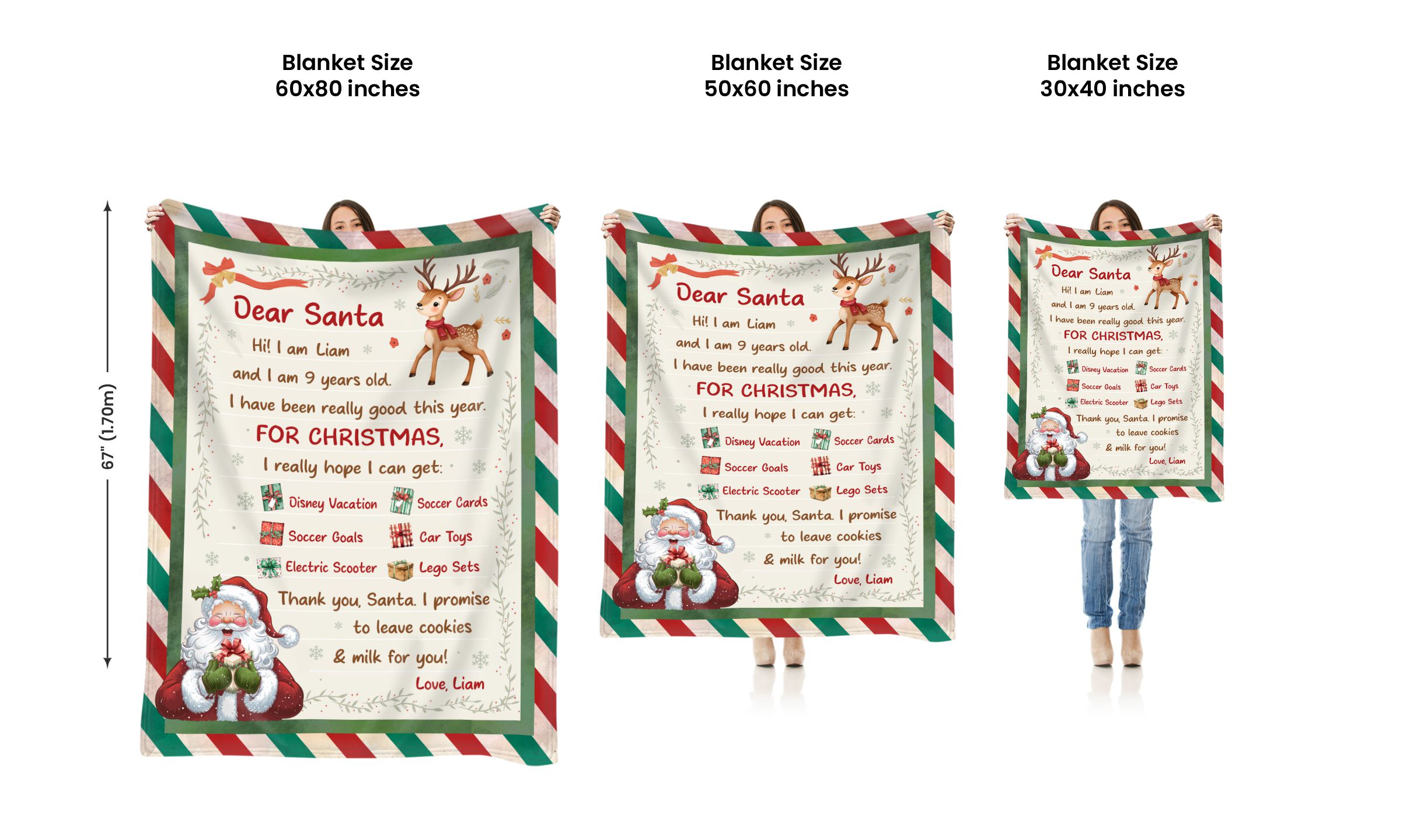 Personalized Christmas Initial Name Blanket