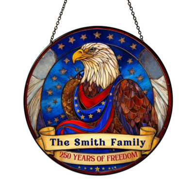 Personalized American Eagle Glass Suncatcher 250th Anniversary