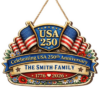 Personalized Freedom Eagle USA 250 Custom Family Wooden Sign