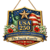Personalized USA 250 Years Freedom Star Wooden Hanging Sign Decor